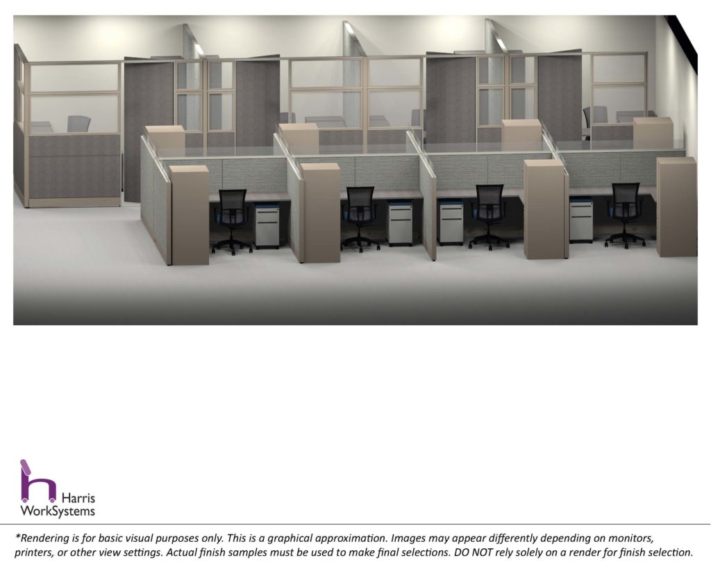 Cubicle Typical and Modular Private Office Rendering by Harris WorkSystems